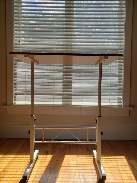 Other - Adjustable Table - Light Wood Top, White Frame